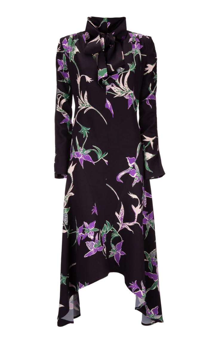 La Doublej Martha Printed Crepe De Chine Midi Dress