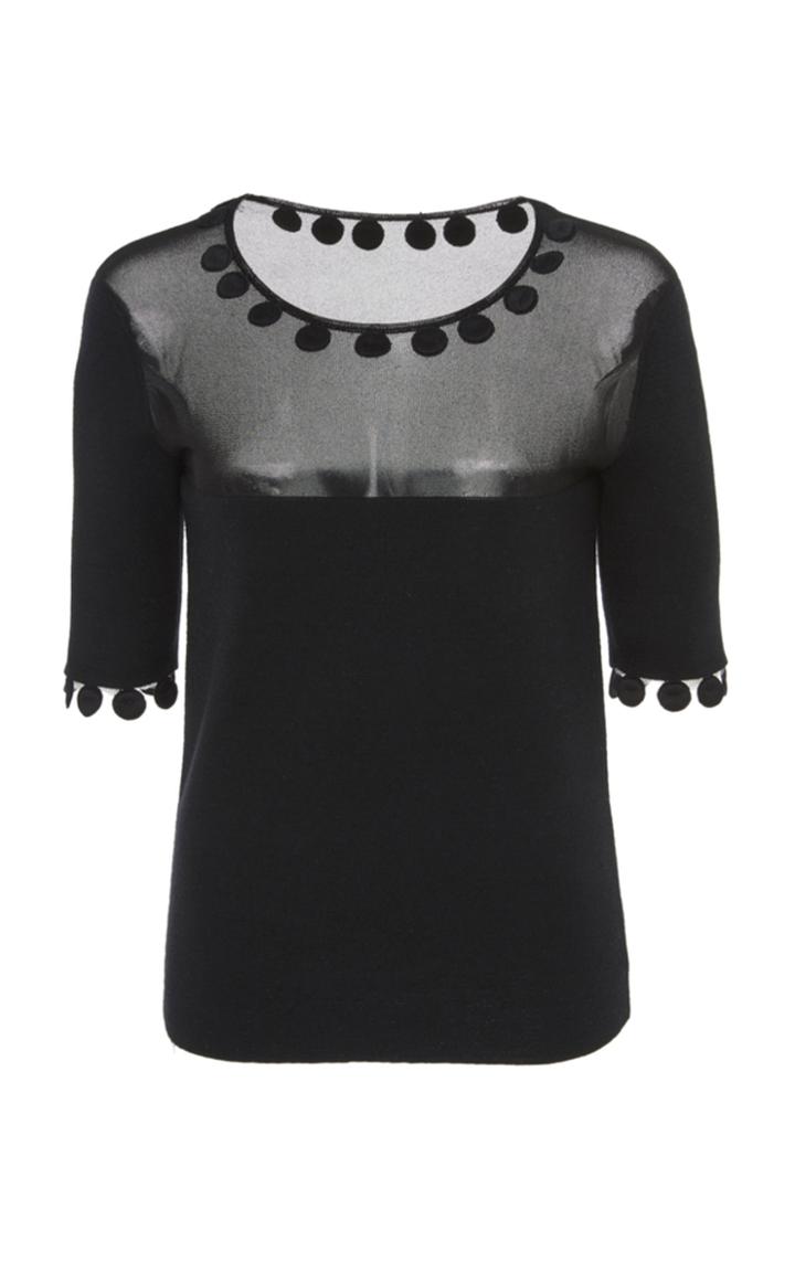 Oscar De La Renta Short Sleeve Knit Top