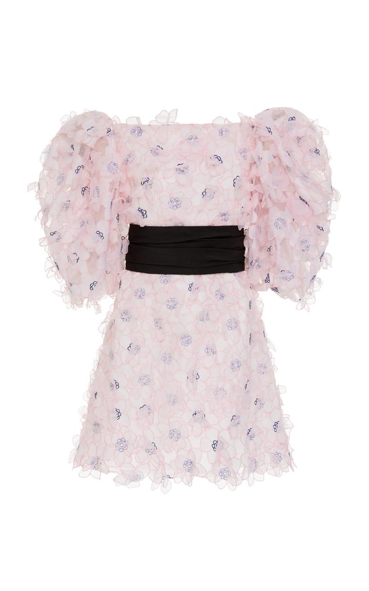 Moda Operandi Carolina Herrera Floral Applique Silk Mini Dress Size: 0