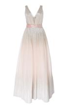 Jenny Packham Romy Pleated Foil V-neck Gown