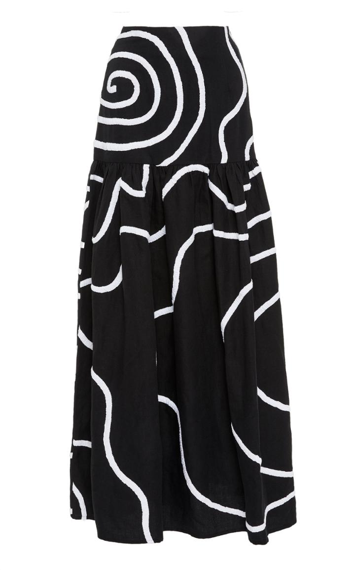 Moda Operandi Mara Hoffman Linni Appliqud Cotton-linen Maxi Skirt Size: 00
