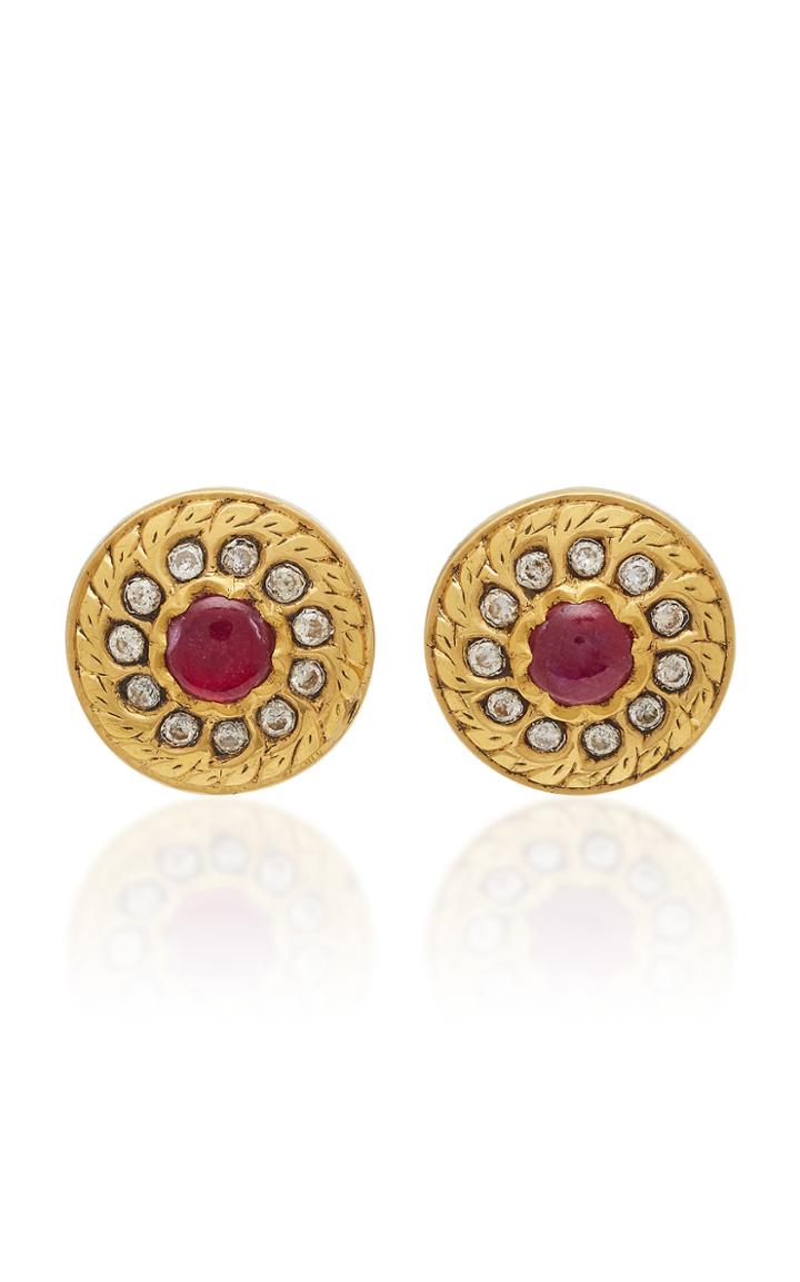 Amrapali 18k22k 24k Gold Ruby And Diamond Earrings