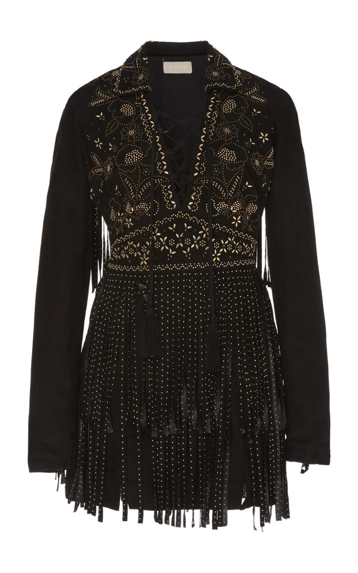 Elie Saab Suede Fringe Mini Dress