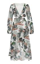 Suboo Xenia Cutout Animal-print Cotton Midi Dress