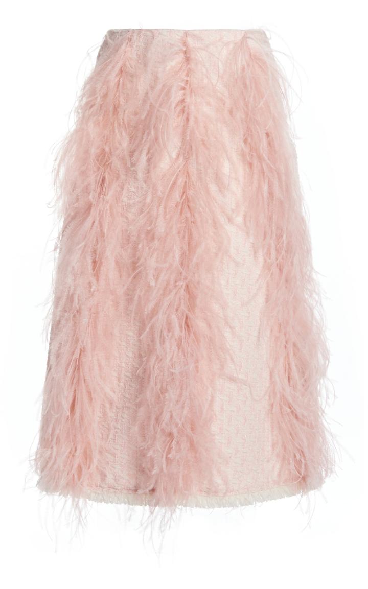 Moda Operandi Giambattista Valli Feather-embellished Knee-length Skirt