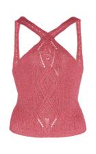 Peter Pilotto Metallic Pointelle-knit Halter Top