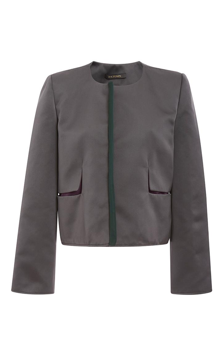 Zac Posen Double Face Duchesse Collarless Jacket
