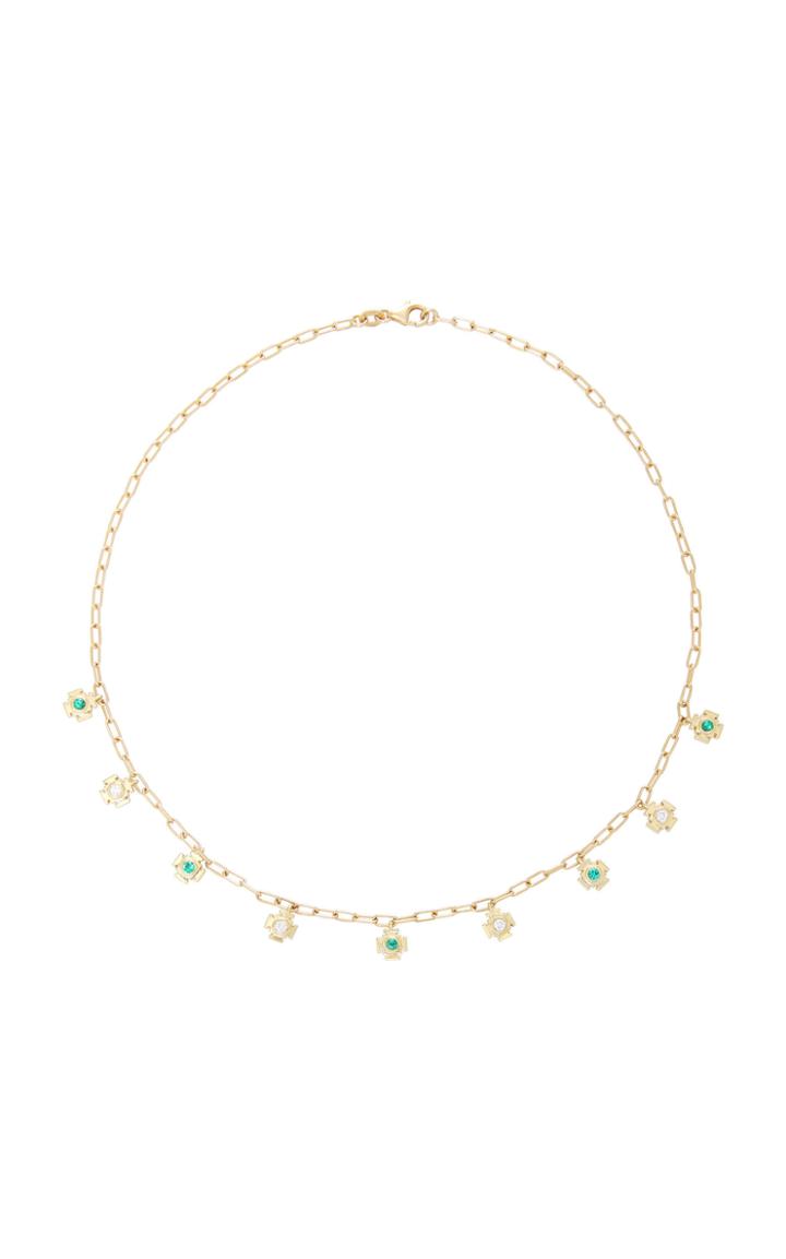 Ark Emerald And Diamond Mini Gateway Dangling Necklace