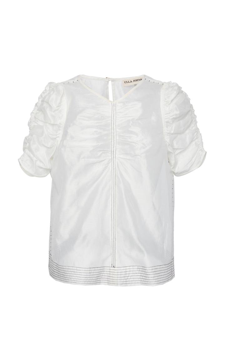 Ulla Johnson Celia Ruched Cotton-silk Blend Top