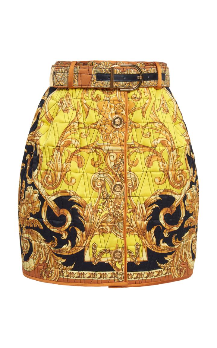 Versace Quilted Printed Silk Mini Skirt