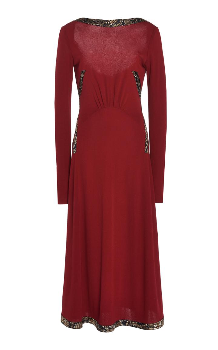 Victoria Beckham Long Sleeve Contrast Trim Jersey Dress