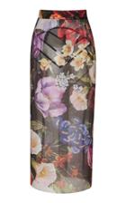Dolce & Gabbana Floral Sheer Stretch Pencil Skirt