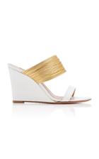 Aquazzura Rendezvous Metallic Leather Wedge Sandals