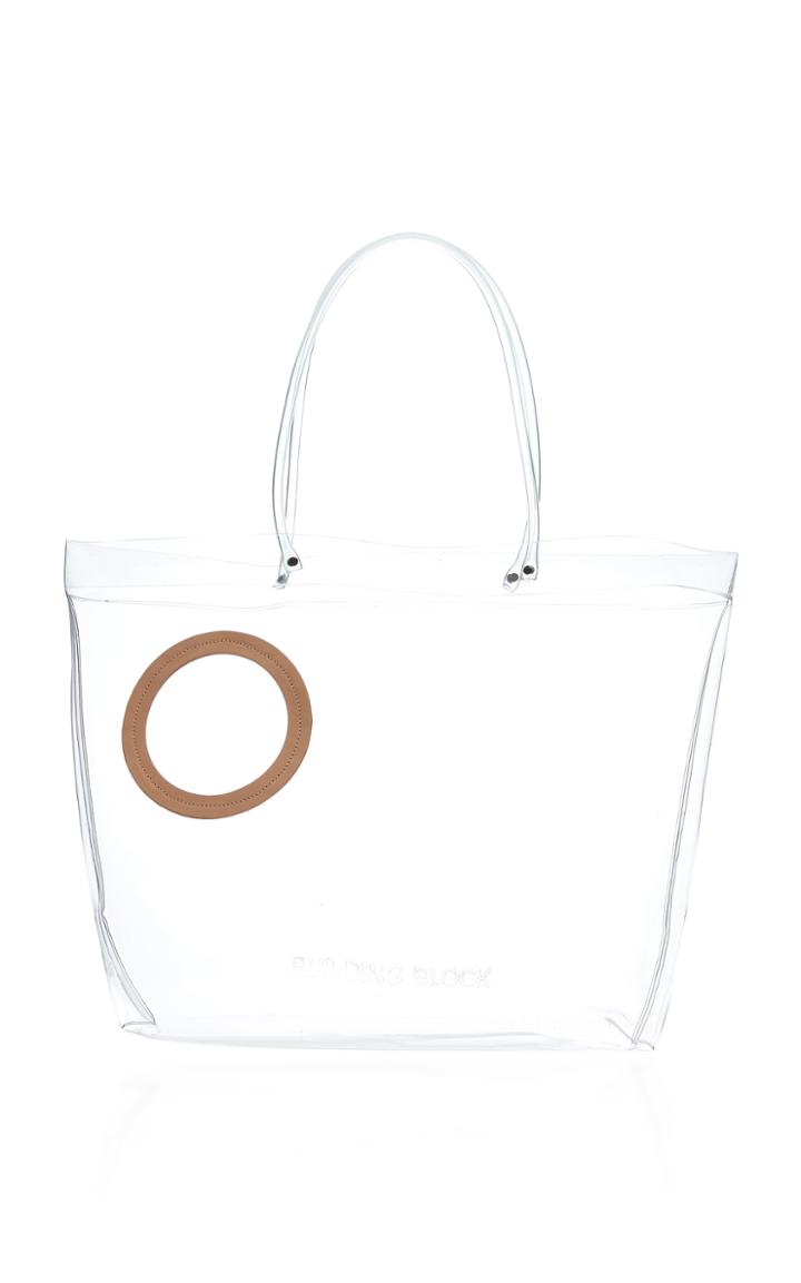 Building Block Peephole Transparent Tote With Leather Canister