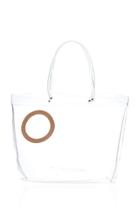 Building Block Peephole Transparent Tote With Leather Canister
