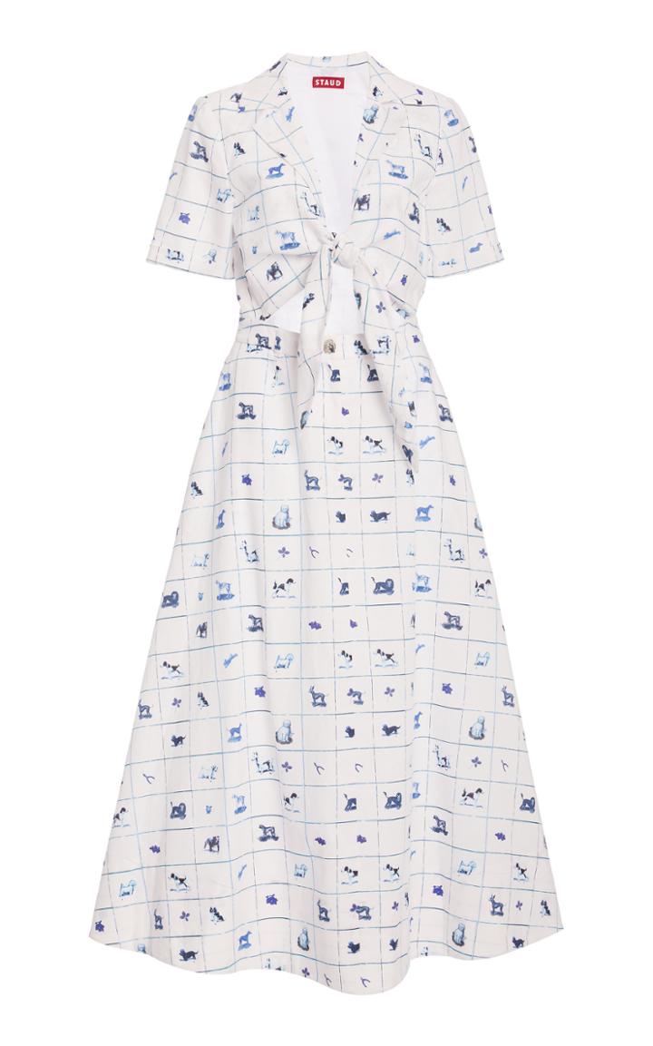 Moda Operandi Staud Giorgiana Linen-cotton Poplin Midi Dress