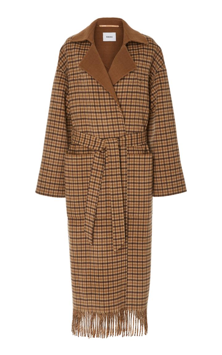 Nanushka Alamo Check Wool-silk Coat