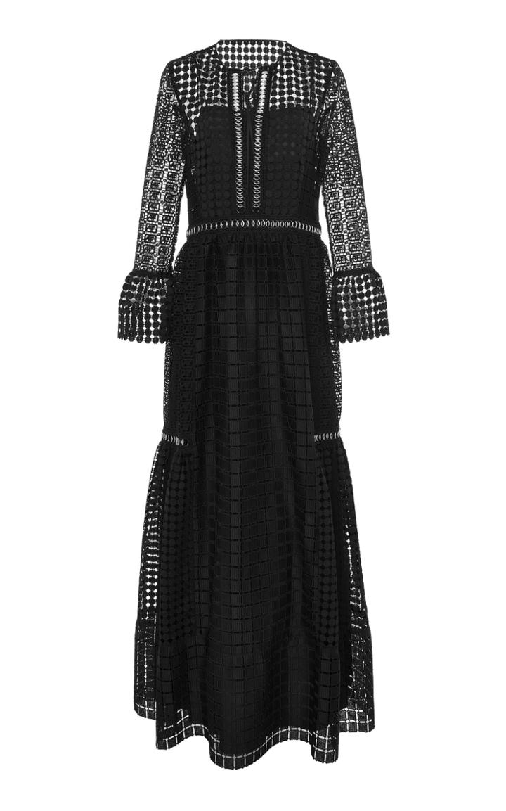 Alberta Ferretti Lace Flare Cuff Gown