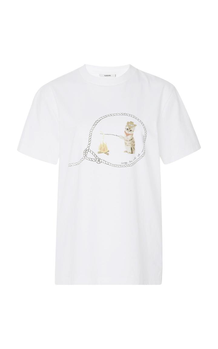 Ganni Printed Cotton-jersey T-shirt