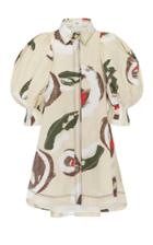 Aje Eucalypt Puff Sleeve Cotton Shirt Dress