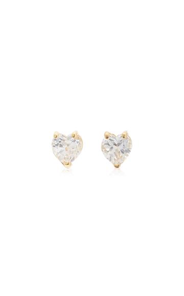 Katey Walker Tiny Heart 18k Gold And Topaz Earrings