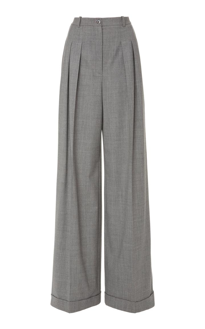 Michael Kors Collection Pintucked Wool-stretch Wide-leg Pants