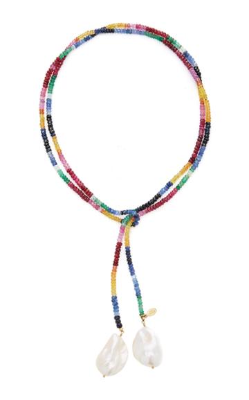 Joie Digiovanni Gold-filled Ruby Emerald Sapphire And Pearl Necklace