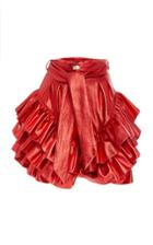 Rodarte Ruffled Tie-waist Metallic Leather Shorts