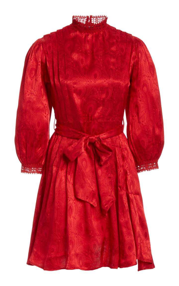 Bytimo Jacquard Tie-waist Mini Dress
