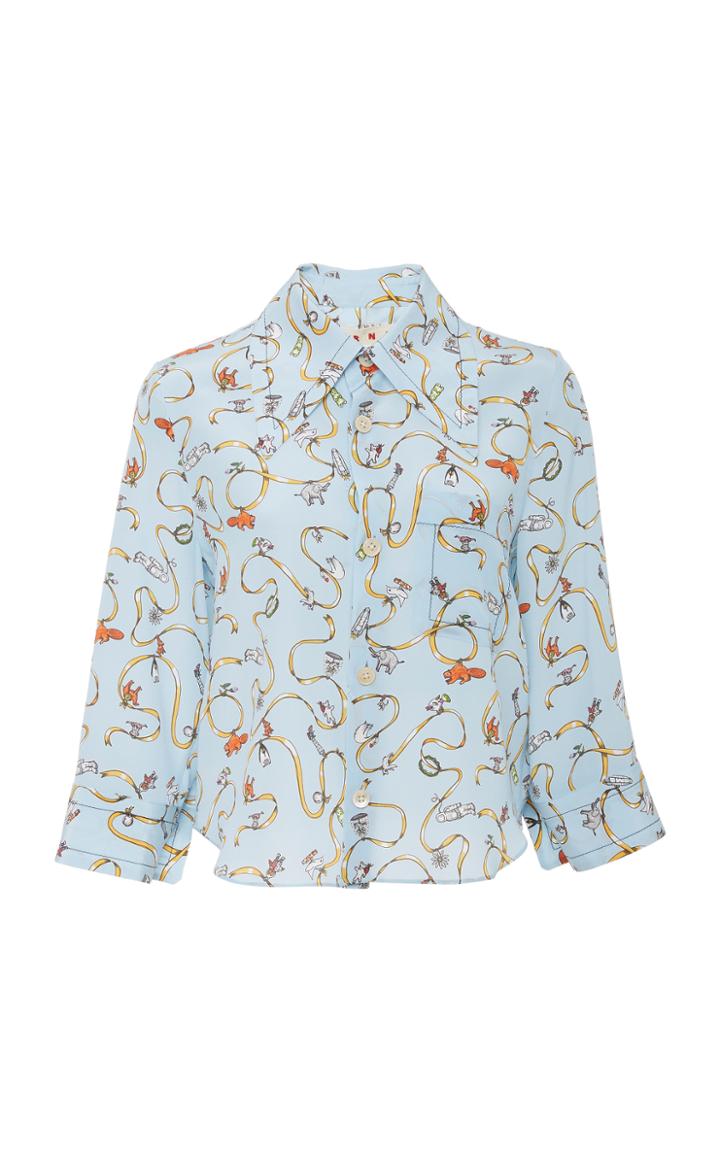Marni Cracker Jack Silk Polo Neck Shirt