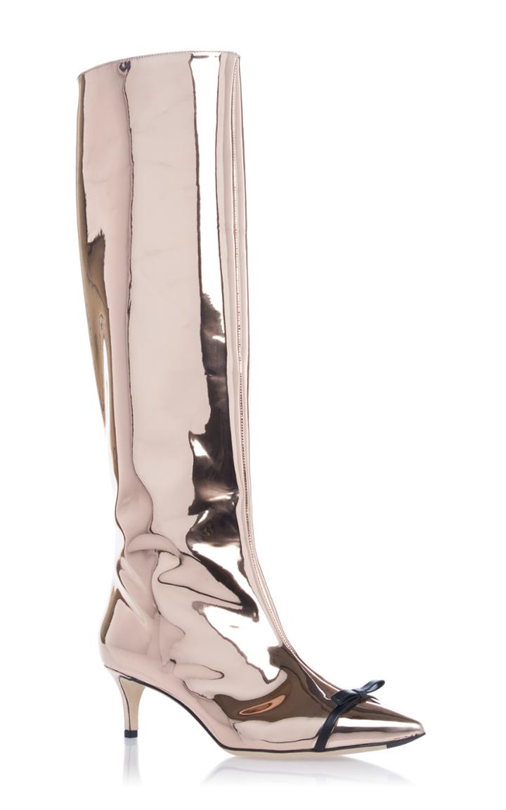 Marco De Vincenzo Pink Gold Metallic Kitten Heel Boot