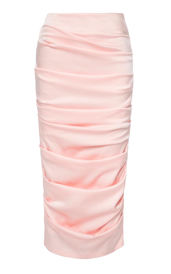 Alex Perry Regan Ruched Satin Pencil Skirt