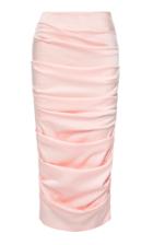Alex Perry Regan Ruched Satin Pencil Skirt