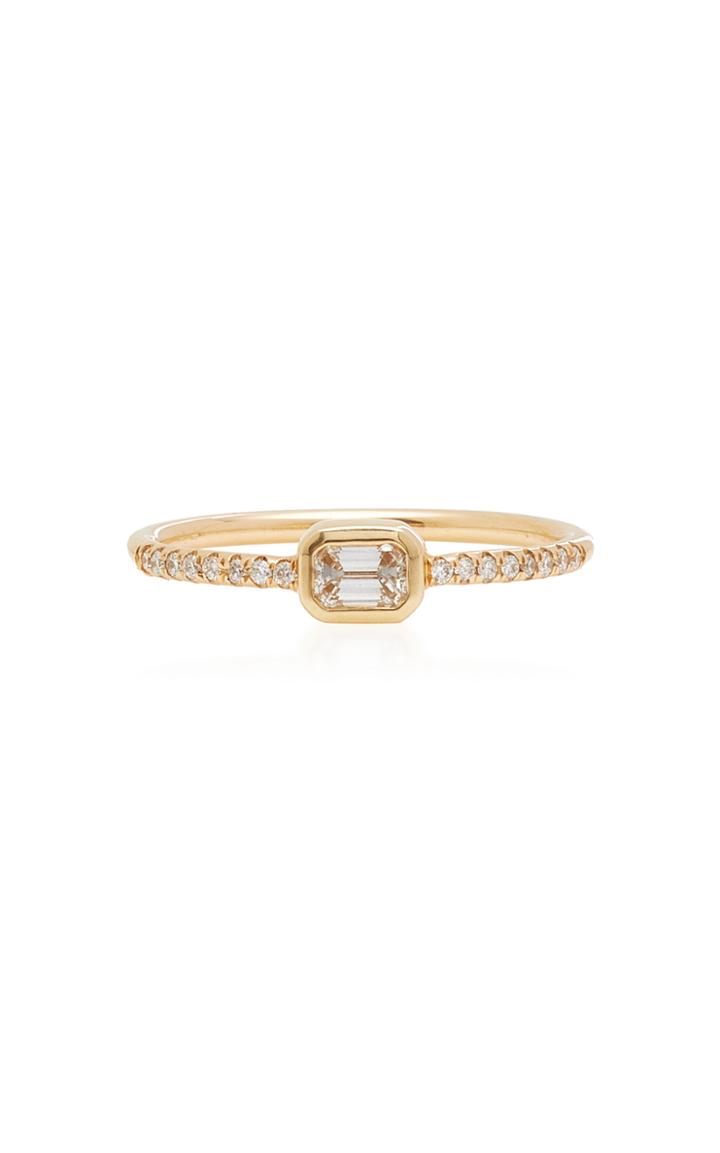Zoe Chicco 14k Emerald Cut Diamond Ring With French Set Pave Diamond Band