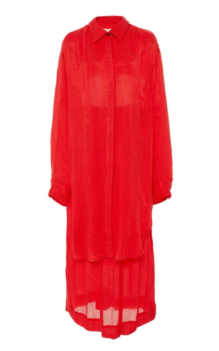Moda Operandi Mara Hoffman Agata Button-front Pliss Midi Dress Size: Xxs