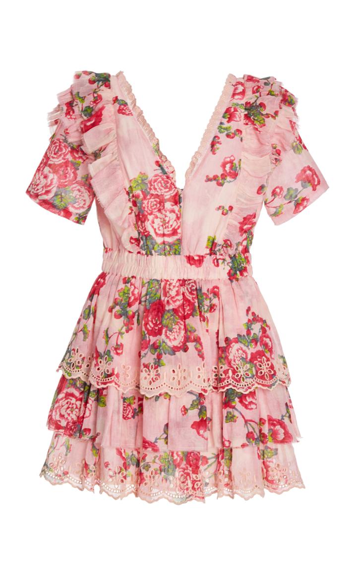 Moda Operandi Loveshackfancy Aldina Printed Cotton-silk Dress