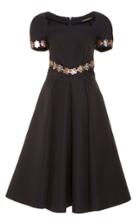 Zac Posen Embroidered Satin Midi Dress