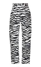 Attico Zebra-print High-rise Cotton Pants