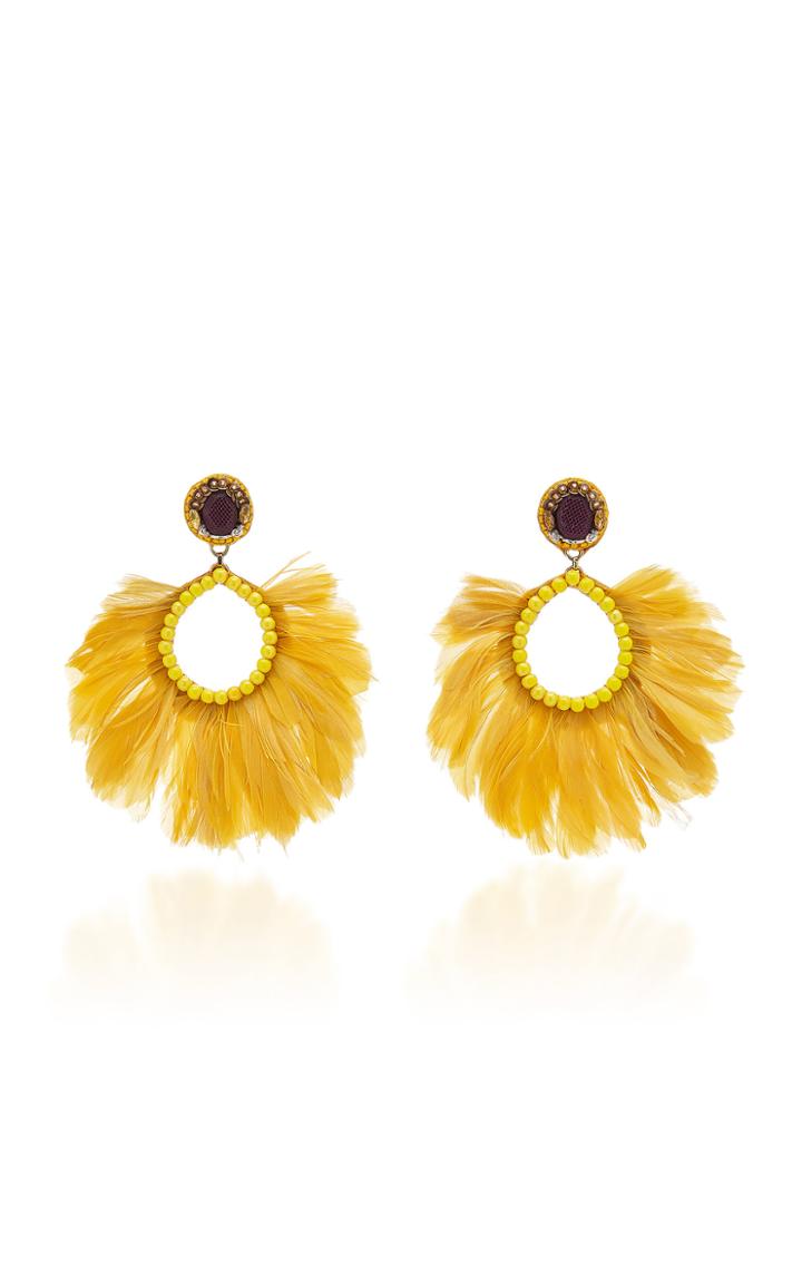 Ranjana Khan Luz 14k Gold-plated Crystal And Feather Earrings