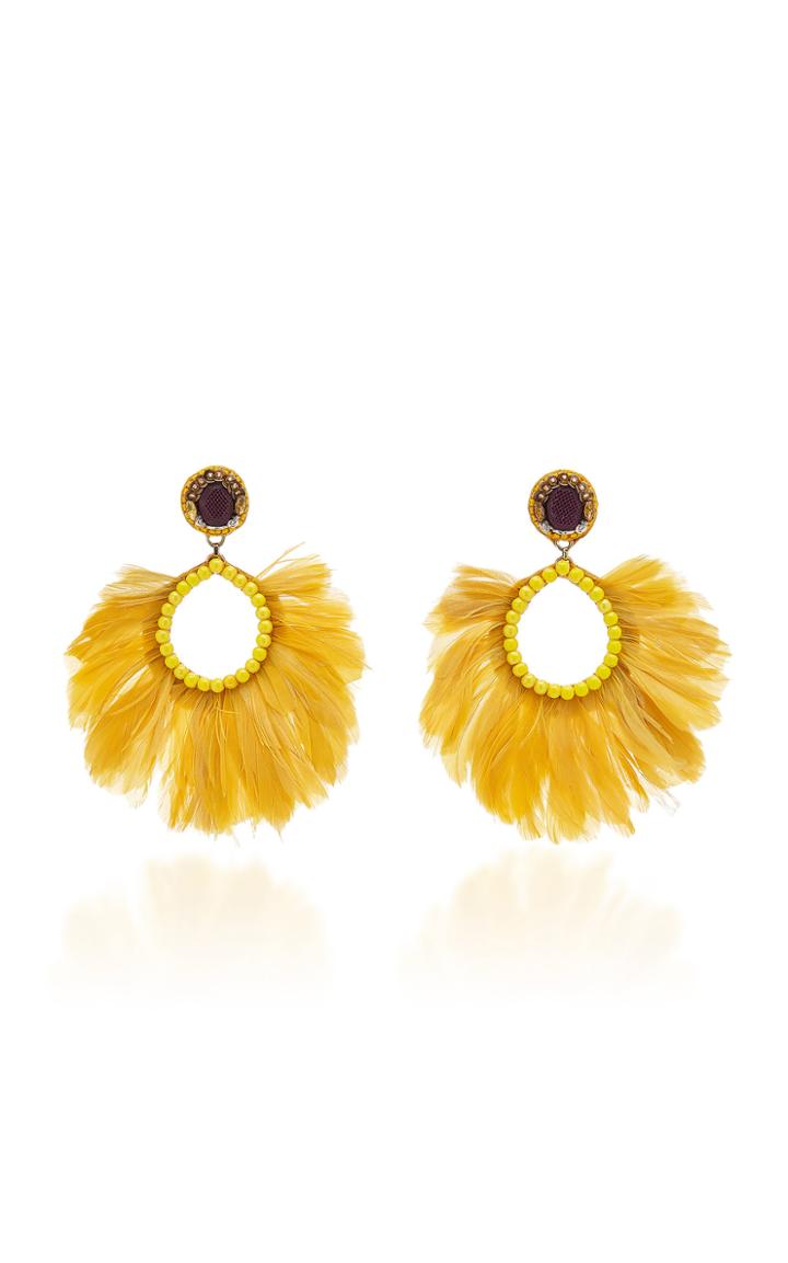 Ranjana Khan Luz 14k Gold-plated Crystal And Feather Earrings