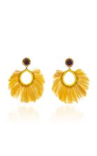 Ranjana Khan Luz 14k Gold-plated Crystal And Feather Earrings