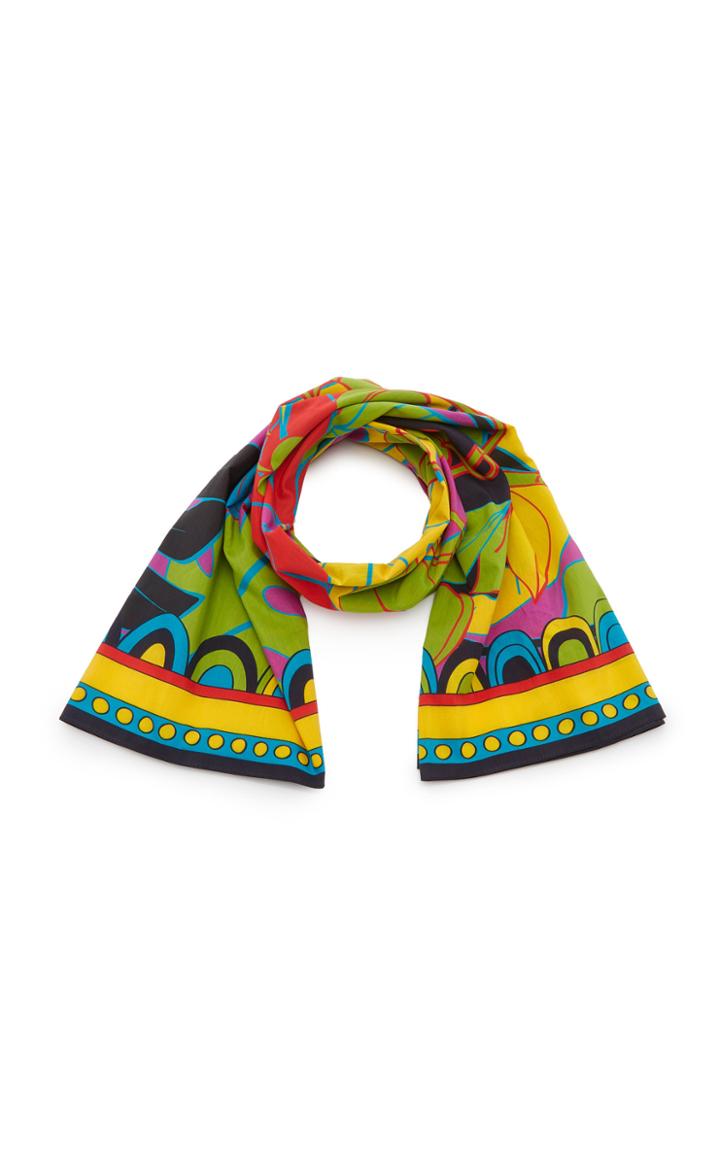 La Doublej Elephant-print Cotton And Silk Scarf