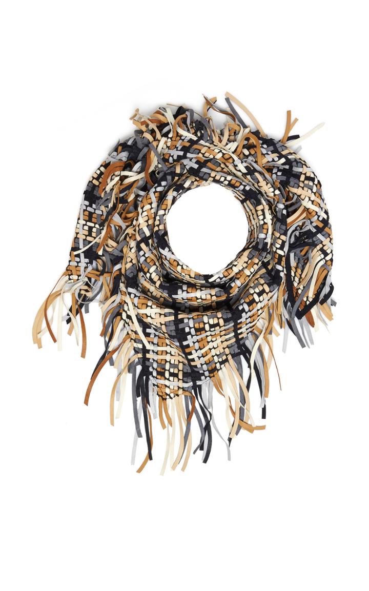 Boontheshop Collection Fringed Braided Leather Scarf