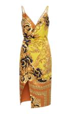 Versace Printed Silk Midi Wrap-effect Dress