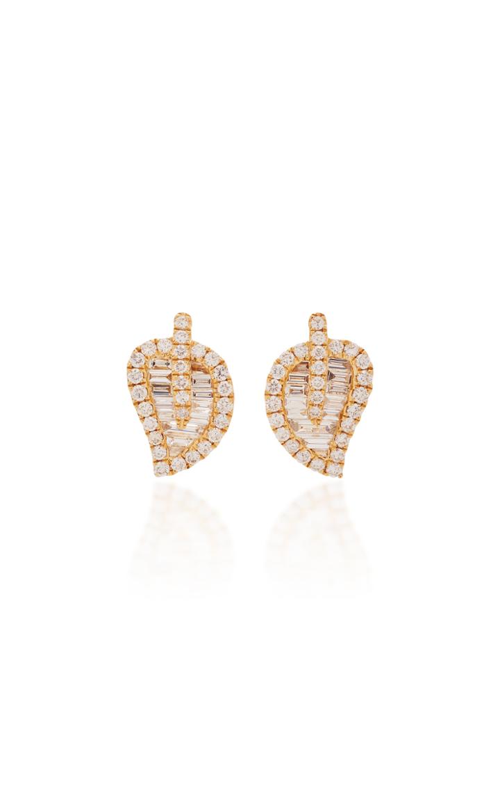 Anita Ko Leaf 18k Gold Diamond Earrings