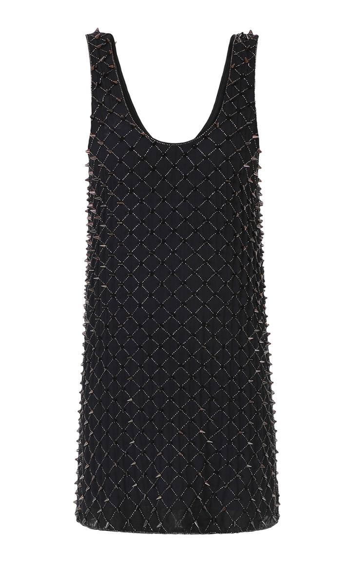 Balmain Spiked Grid-embellished Mini Dress
