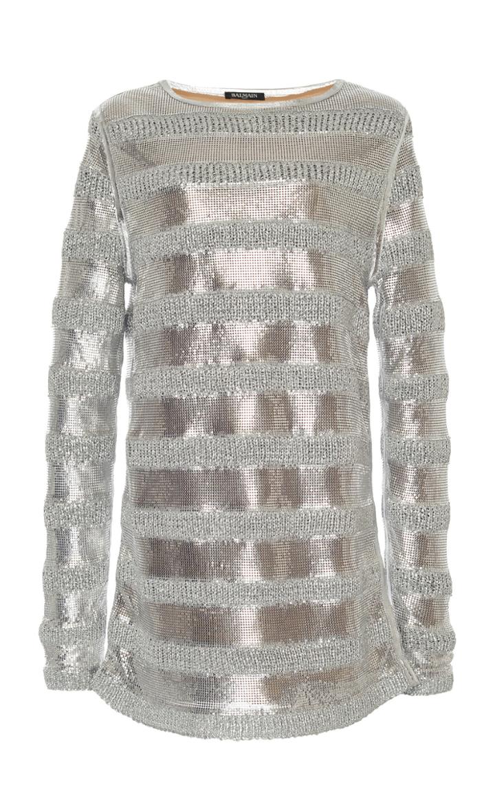 Balmain Mixed Metal Mesh Tunic Top