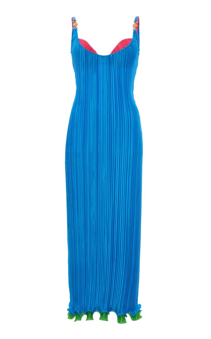 Moda Operandi Versace Colorblocked Plisse Tank Dress