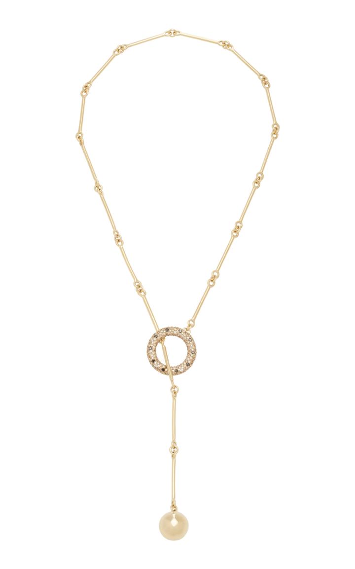 Rush Jewelry Design 18k Yellow Gold Signature Diamond Lariat Necklace