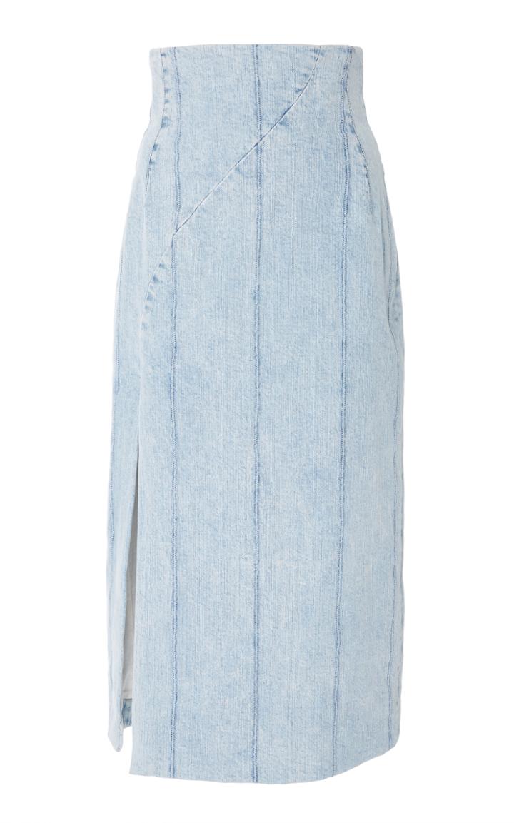 Adam Lippes Corded Denim High Waisted Pencil Skirt